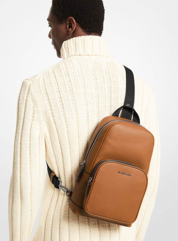 Panske Crossbody Kabelka Michael Kors Cooper Pebbled Leather Sling Pack Hnede - Tasky Michael Kors Outlet | XRZEV-9507